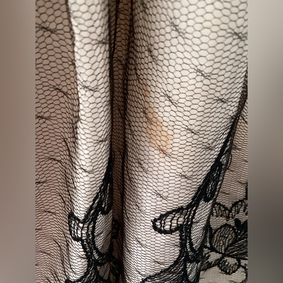 Vintage handmade 50s/60s beige dress w/ black mesh petticoat overlay ( AS IS ) - Picture 6 of 9